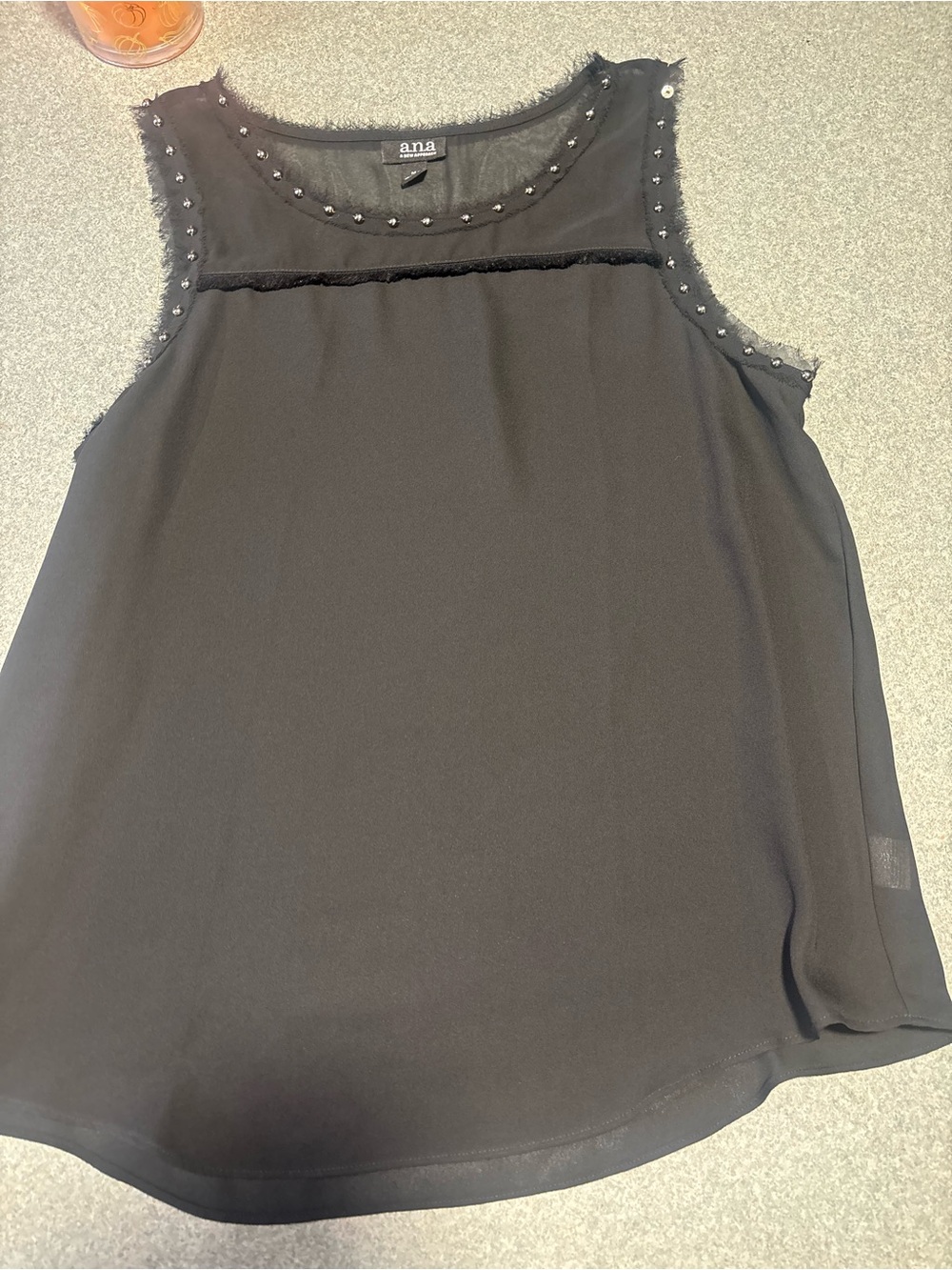 a.n.a Black Sleeveless Bead-Trim Tank Top